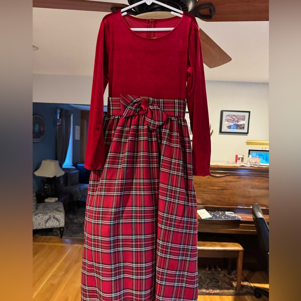 Red and plaid holiday dress